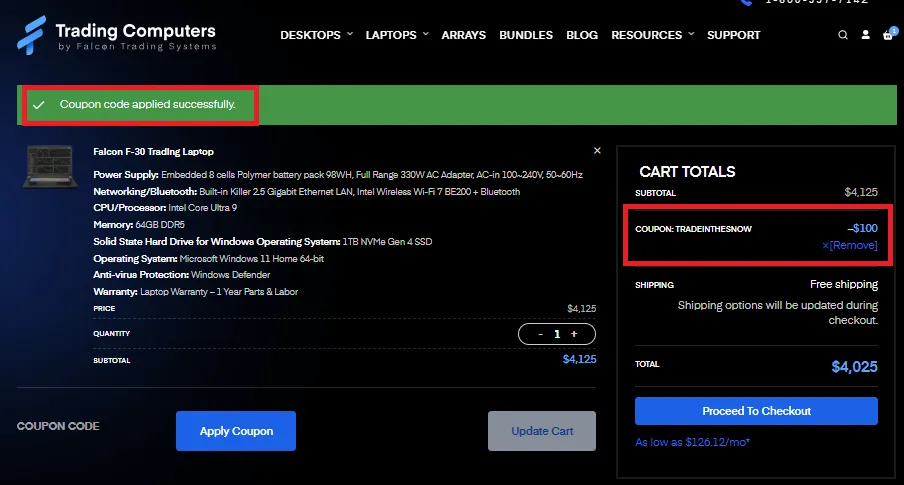 Trading computers $100 OFF Coupon